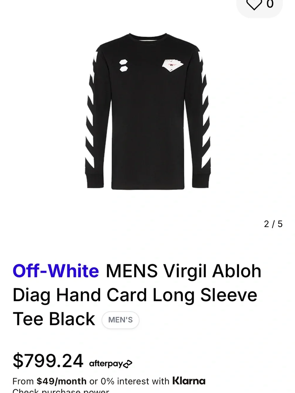 Off-White Black Crewneck Sweatshirt with White Diagonal Sleeve Stripes